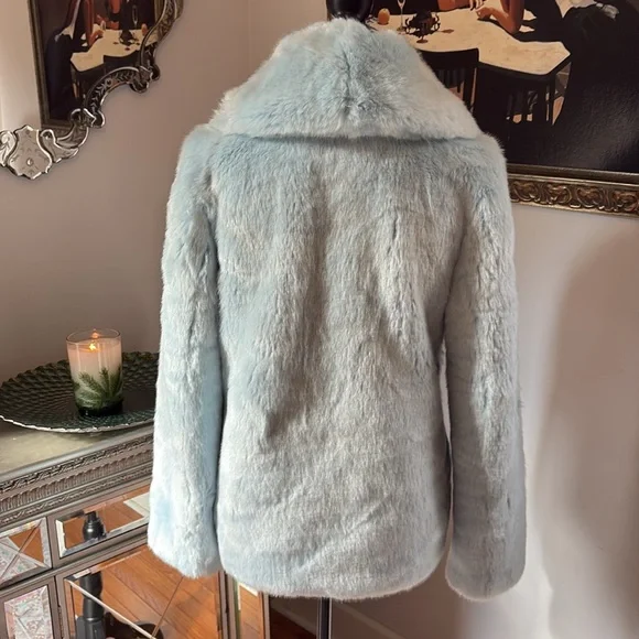 Couture Designer La Seine & Moi Faux Mink Fur Coat Jacket Blue XS S $405 - Picture 7 of 15